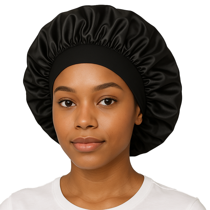 Black Satin Bonnet