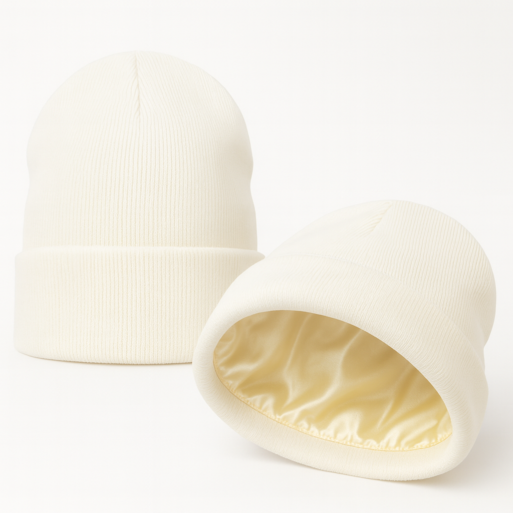 White Satin Lined Beanie