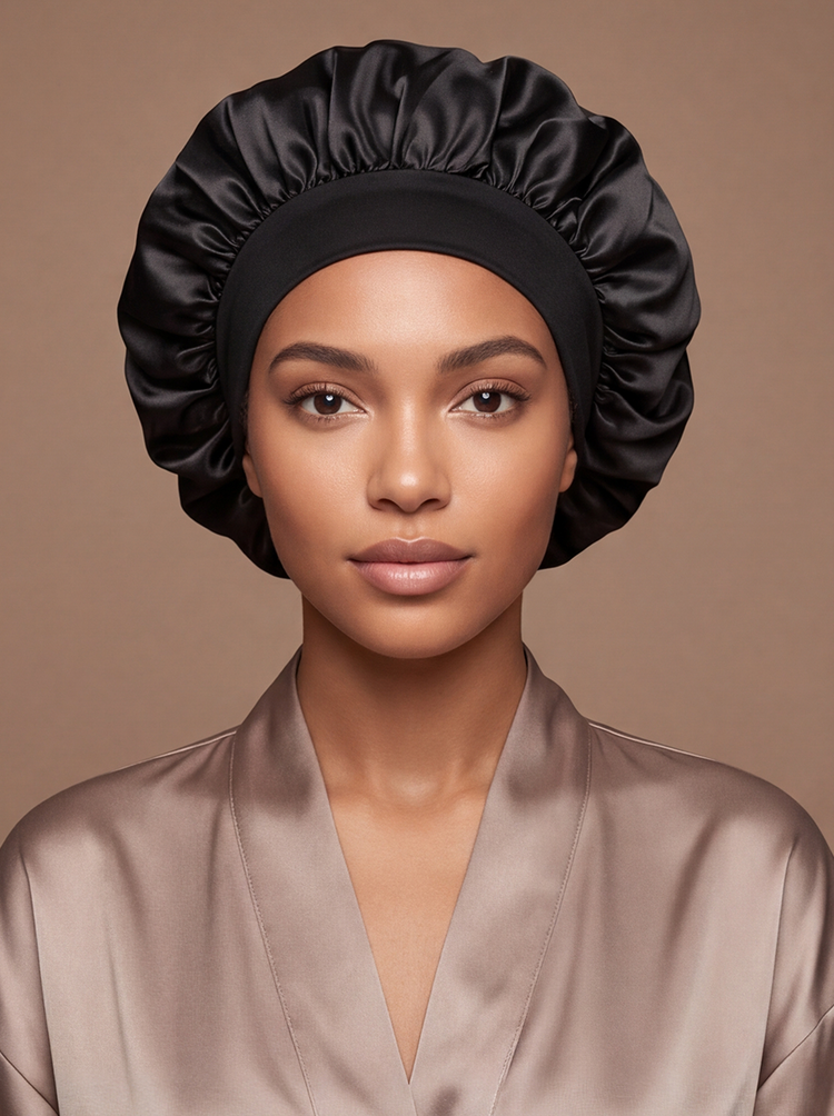 Black Satin Bonnet