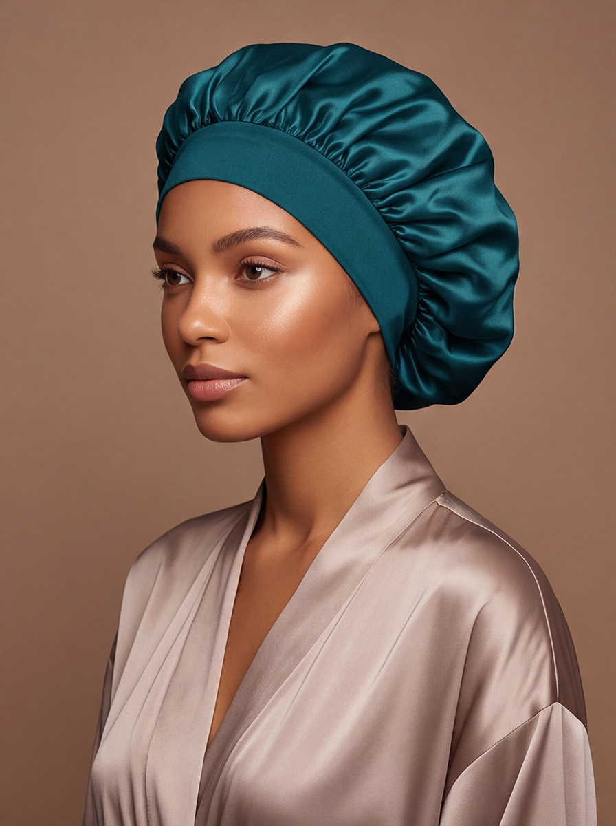 Teal Satin Bonnet